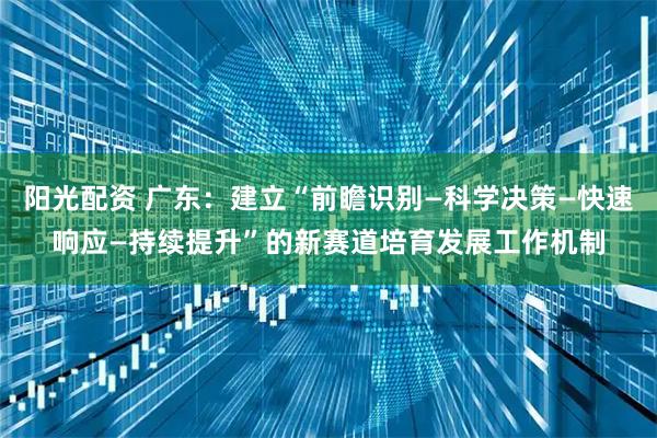 阳光配资 广东：建立“前瞻识别—科学决策—快速响应—持续提升”的新赛道培育发展工作机制